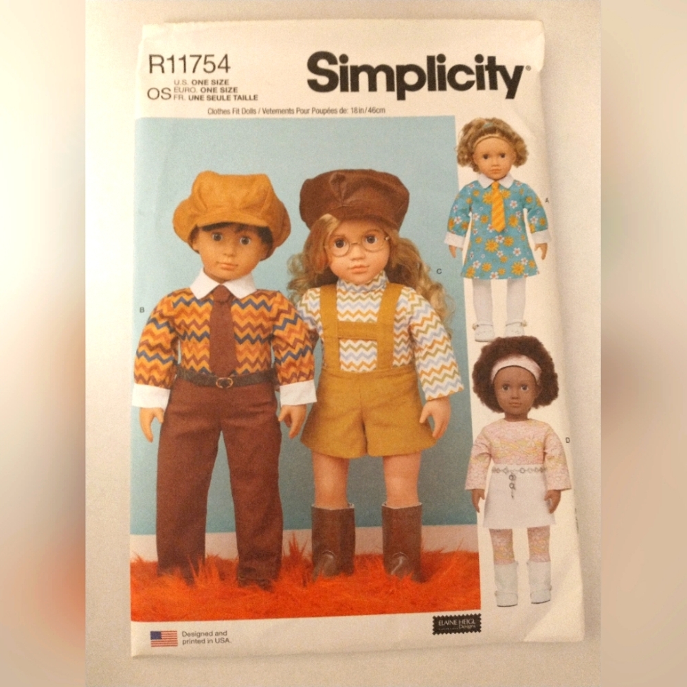 Simplicity R11754 Sewing Pattern 18"/46cm Doll Clothes UNCUT‎ New